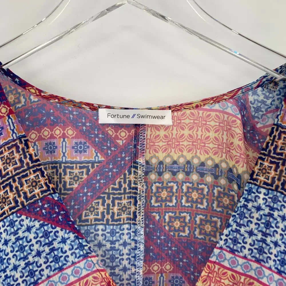 FORTUNE Swimwear Cover Up One Size Graphic Print Patterned Dress Resort - Picture 2 of 5